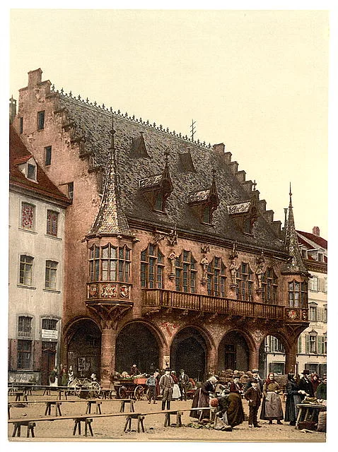 Münsterplatz / Marktplatz Freiburg — Photochrom um 1890