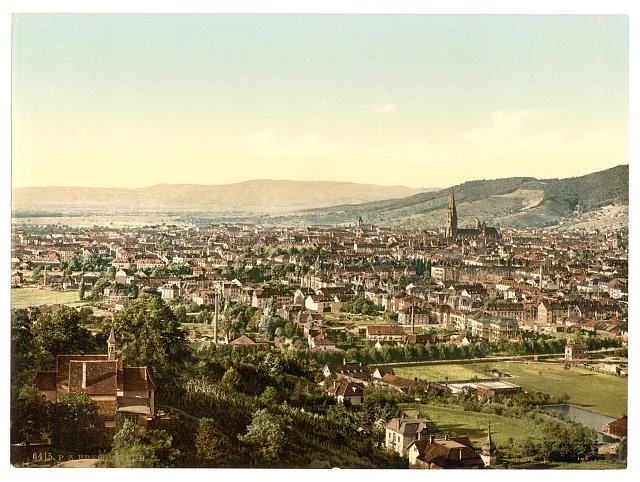 Freiburg vom Loretto-Berg gesehen — Photochrom um 1890